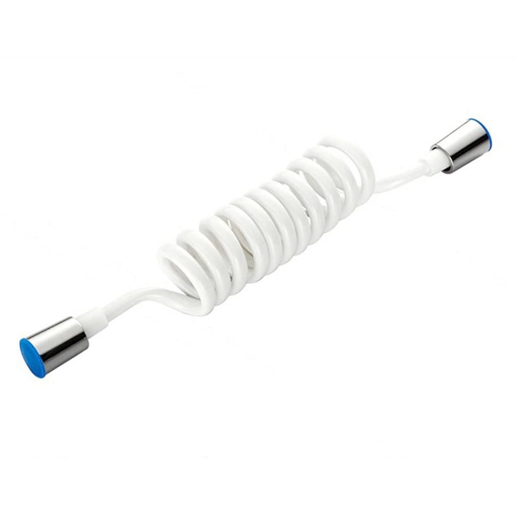 Premium Spring Shower Hose & Bidet Sprayer - 2m White Flexible Toilet Plumbing Hose for Bathroom Accessories, Water Nozzles - Perfect for Bathroom Renovation, RV Toilet Upgrades & Hygienic Cleaning