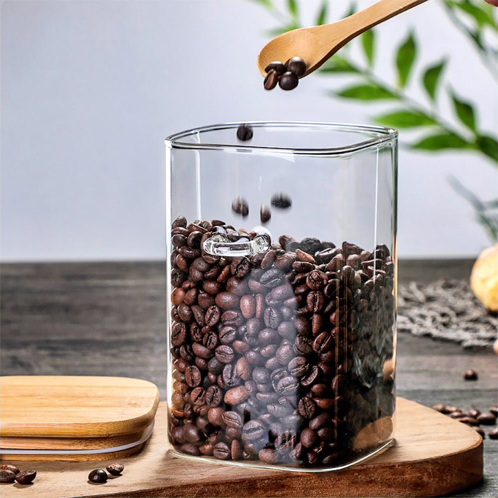 Premium Stackable Glass Canisters for Coffee & Tea Storage - Airtight Kitchen Organizer for Pantry, Countertop, and Office Use