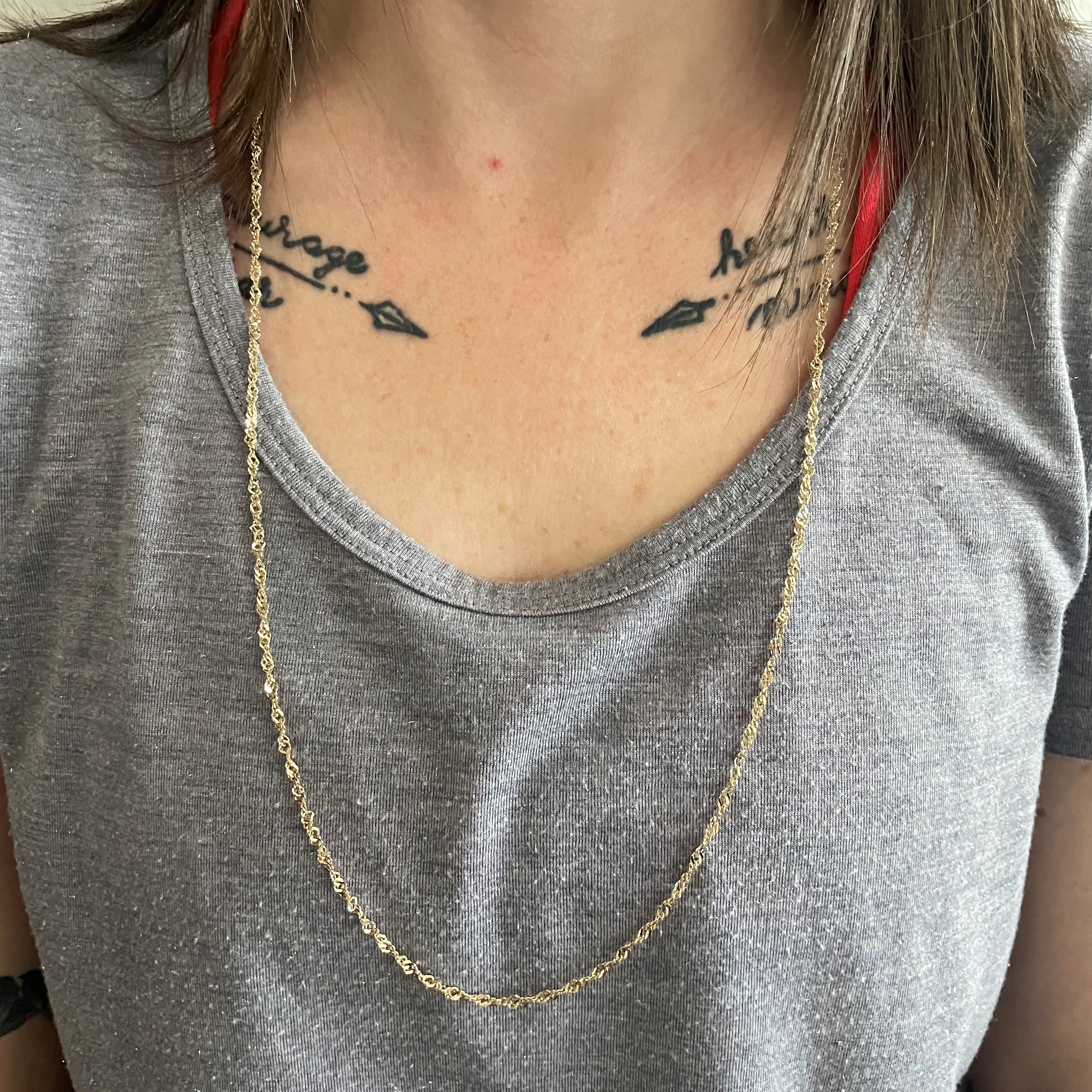 10K Yellow Gold Singapore Chain Necklace for Women - 30 Inch Long Dainty Cable Link Chain - Perfect for Layering, Gifts, and Everyday Wear