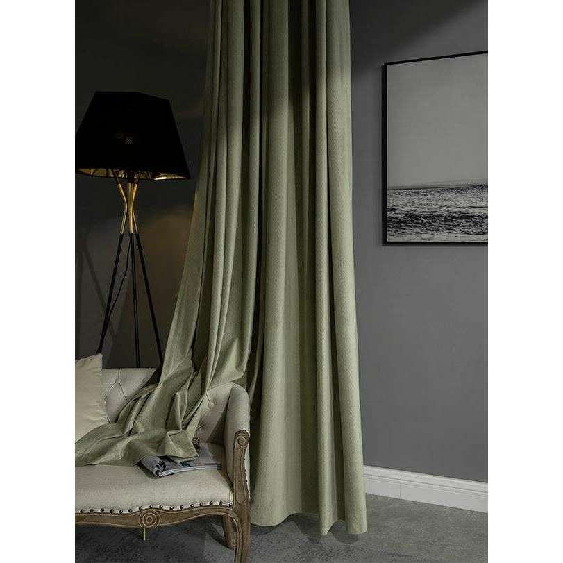 Luxury Jacquard Velvet Woven Design Curtains Light Green - Elegant Window Treatments for Living Room, Bedroom & Home Decor