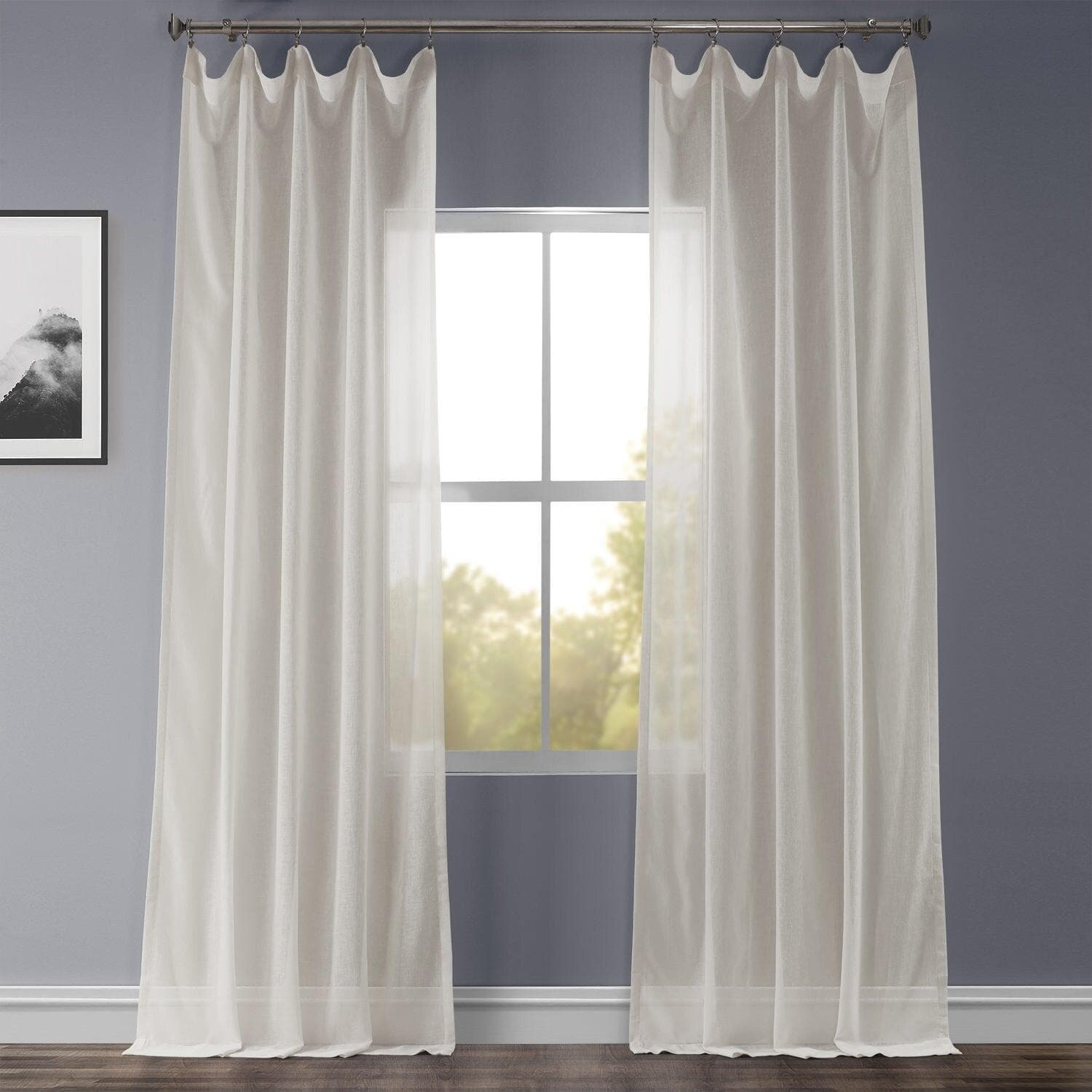 Gardenia Textured Faux Linen Sheer Curtains - Light Filtering Window Drapes for Living Room, Bedroom & Kitchen - Elegant Home Decor