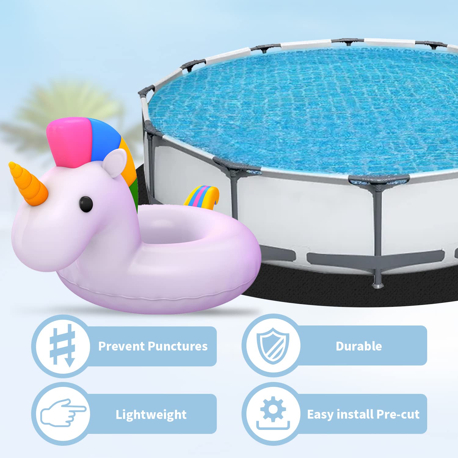 TIEBOLA 21ft Round Pool Liner Pad - Durable Above Ground Swimming Pool & Hot Tub Liner Protector | Prevents Punctures & Extends Liner Life | Eco-Friendly Material | Perfect for Backyard, Inflatable & Metal Frame Pools