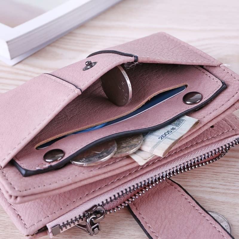 Vintage Women's Wallet with Rivets - Slim Card Holder & Coin Purse for Girls (13x9.5x2.5cm) - Perfect for Everyday Use, Travel & Gift Giving