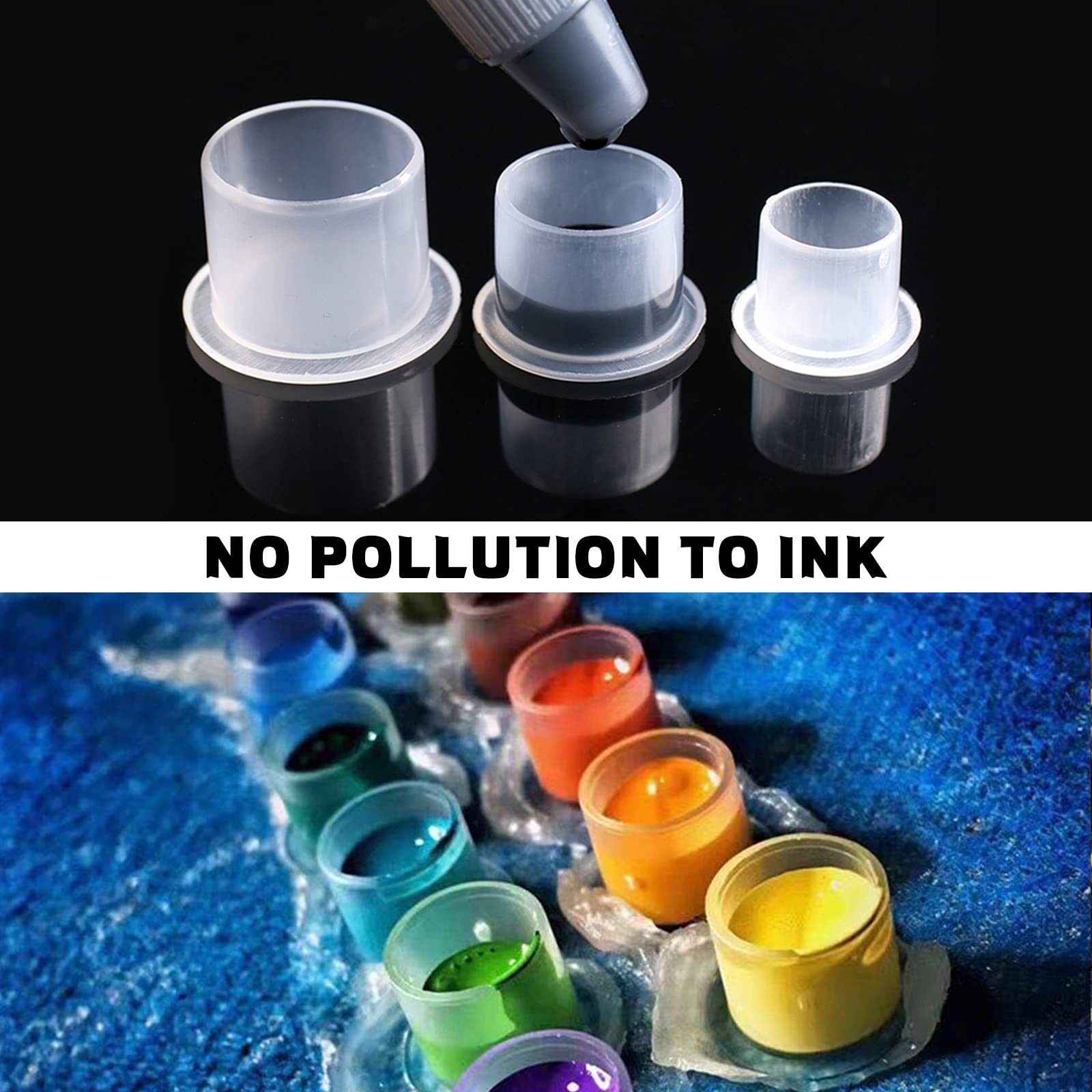 Anghie 500PCS 11mm Disposable Tattoo Ink Caps with Base - Small Plastic Pigment Cups for Microblading & Tattoo Kits - Perfect for Professional Artists & Tattoo Supplies (White)