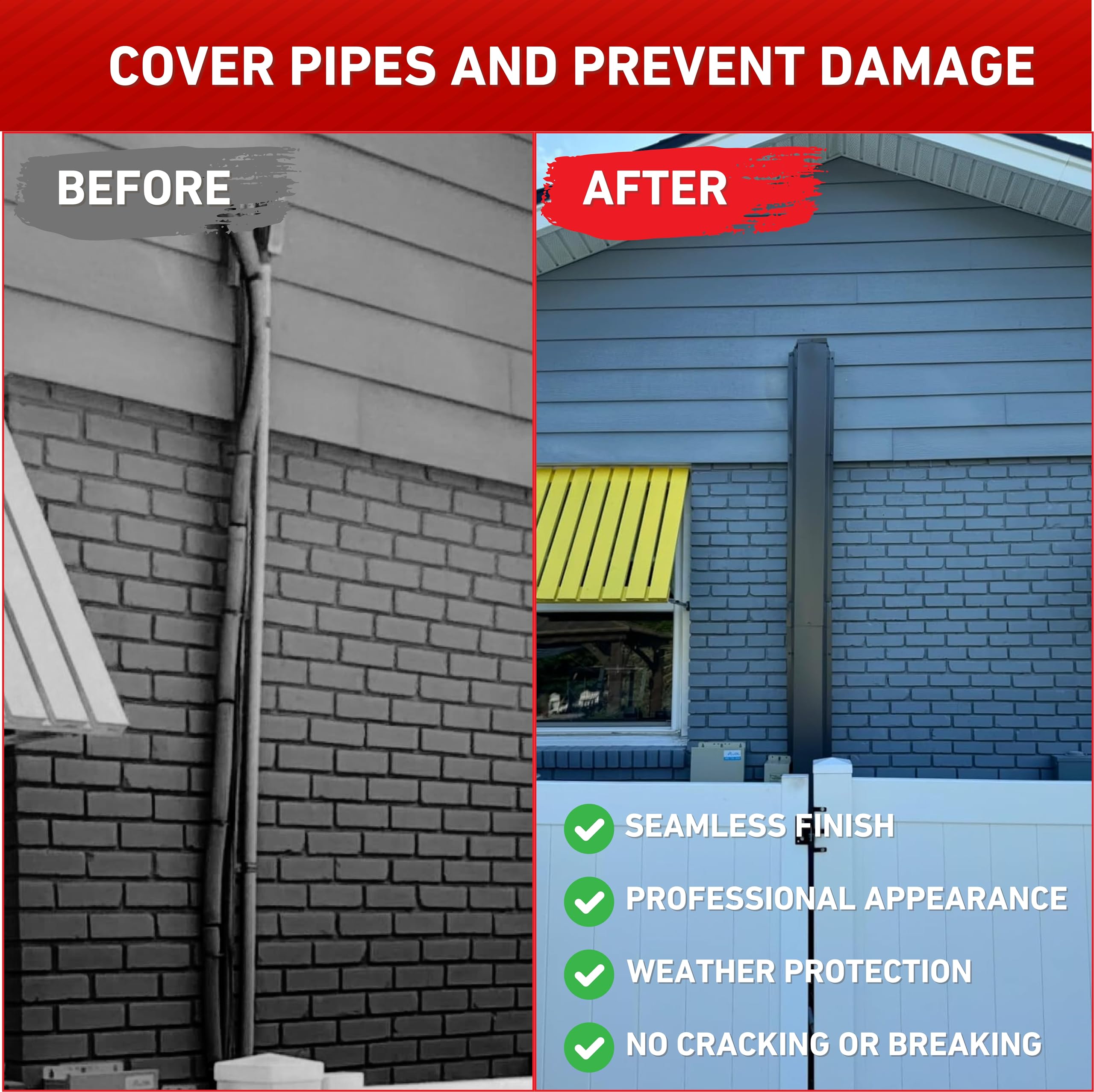 EAGLE 1 Metal Line Set Cover Kit for Mini Split & Central AC Heat Pump - 6x6 Charcoal Grey - Durable HVAC Protection for Indoor/Outdoor Installation