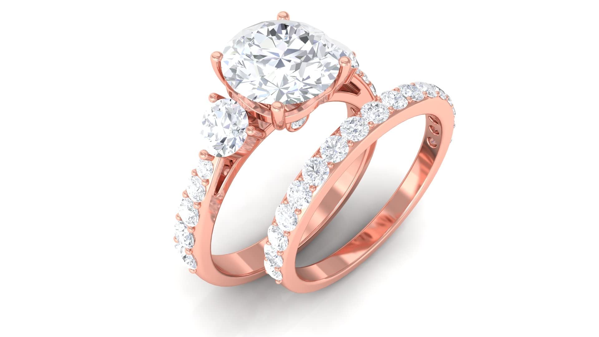 4.50 CT Moissanite Wedding Ring Set for Women - 14K Solid Gold Engagement & Bridal Ring Set - Elegant Moissanite Jewelry for Proposals, Anniversaries & Special Occasions