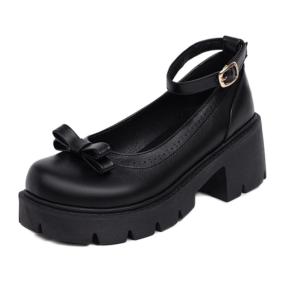 Women's Mary Jane Platform Shoes - Chunky Heel Lolita Style School Shoes for Casual Wear & Cosplay
