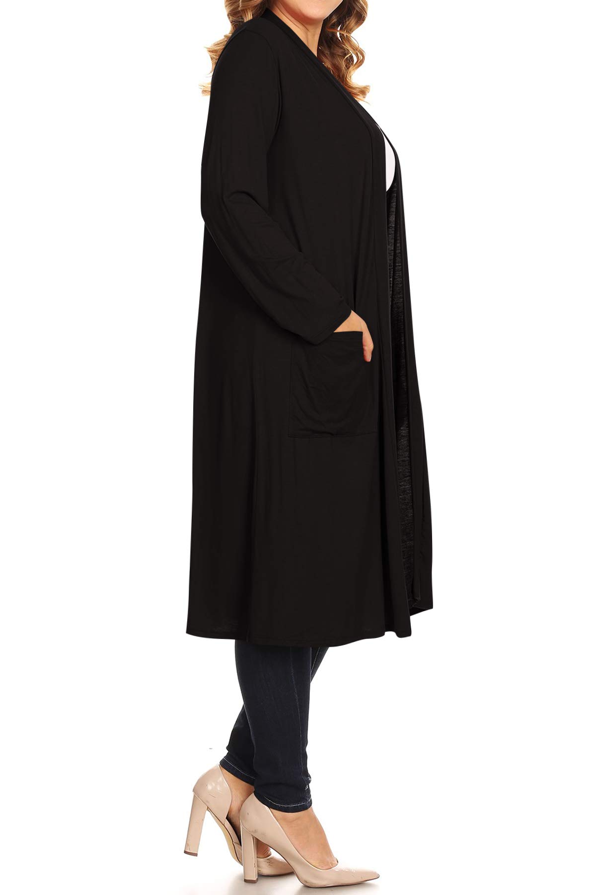 Plus Size Women's Long Sleeve Open Front Midi Cardigan Sweater - Cozy Loungewear for Fall & Winter, Perfect for Layering at Home or Office