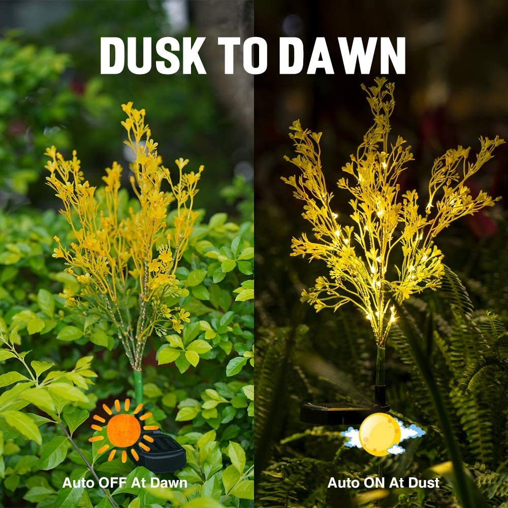 2 Pack Solar Garden Lights Outdoor - Waterproof Flower Solar Lights for Yard, Patio, Lawn & Pathway Decoration (Canola Flower Design) | Perfect for Backyard, Garden, Walkway & Landscape Lighting at Night