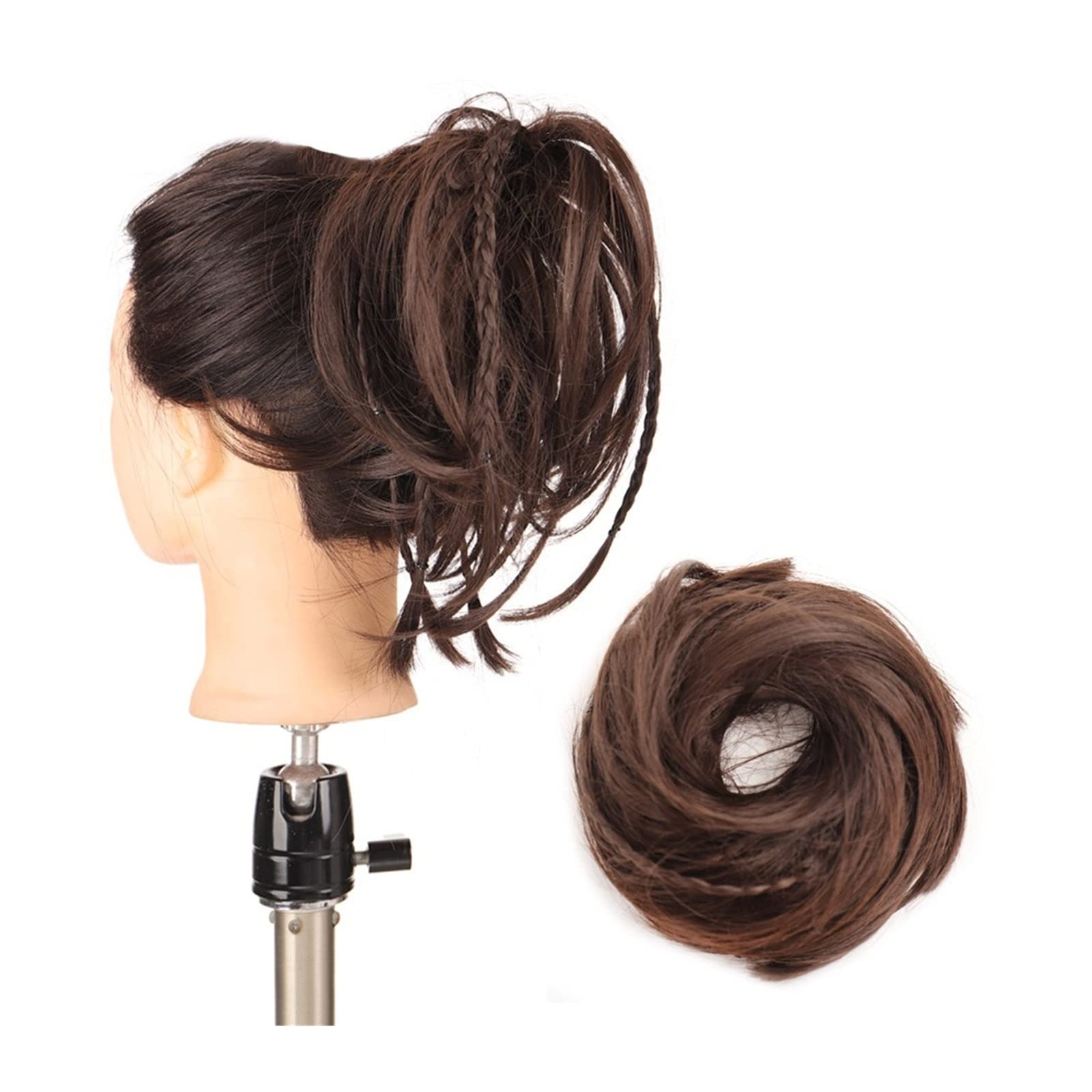 Clip in Claw Chignon Hair Extension - 1PC Synthetic Hair Bun for Updo, Messy Wavy Ponytail - Elastic Hair Band & Scrunchy Hairpiece (Color: SW37-6A) - Perfect for Weddings, Parties & Everyday Styling