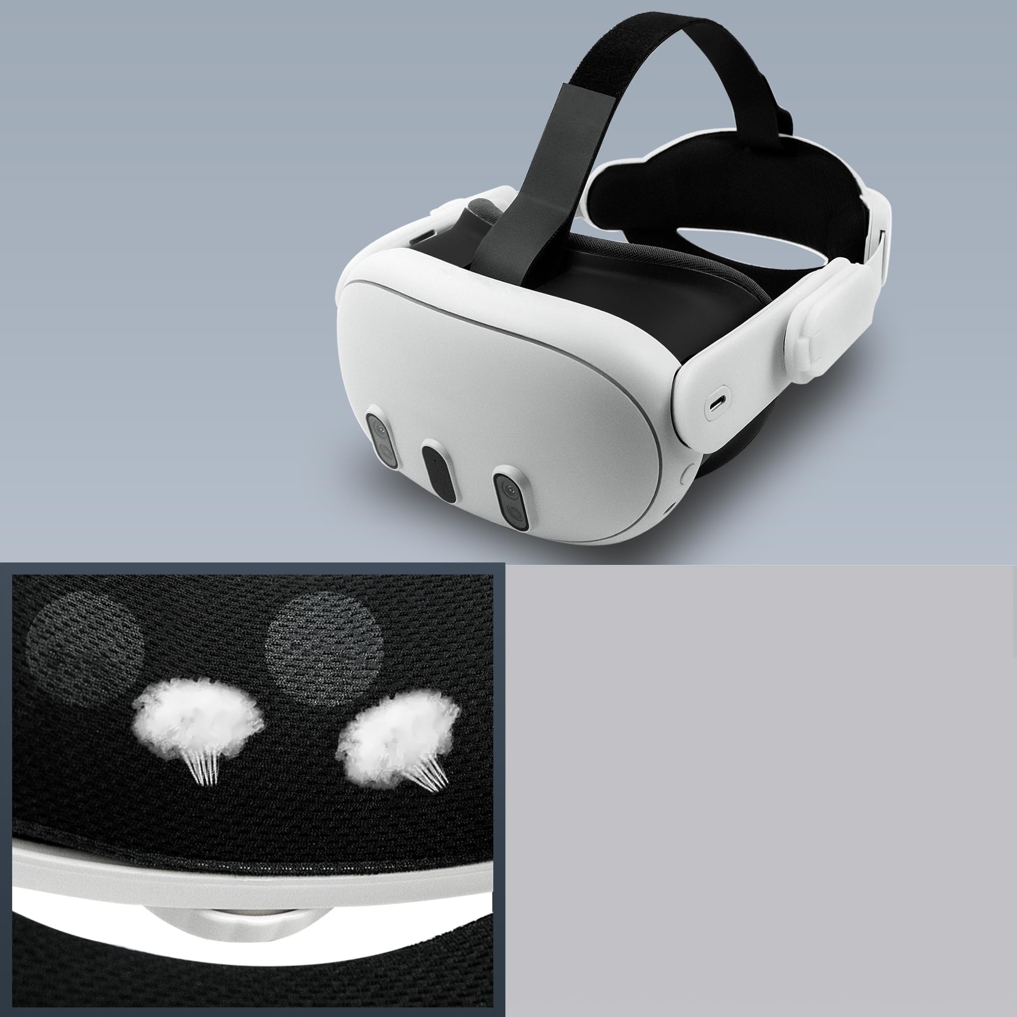 Meta Quest 3 VR Headset Accessories - Adjustable Elite Strap Replacement Kit with Comfort Padding, Weight Reduction & Stress Relief Headband for Enhanced VR Gaming & Movie Watching Experience