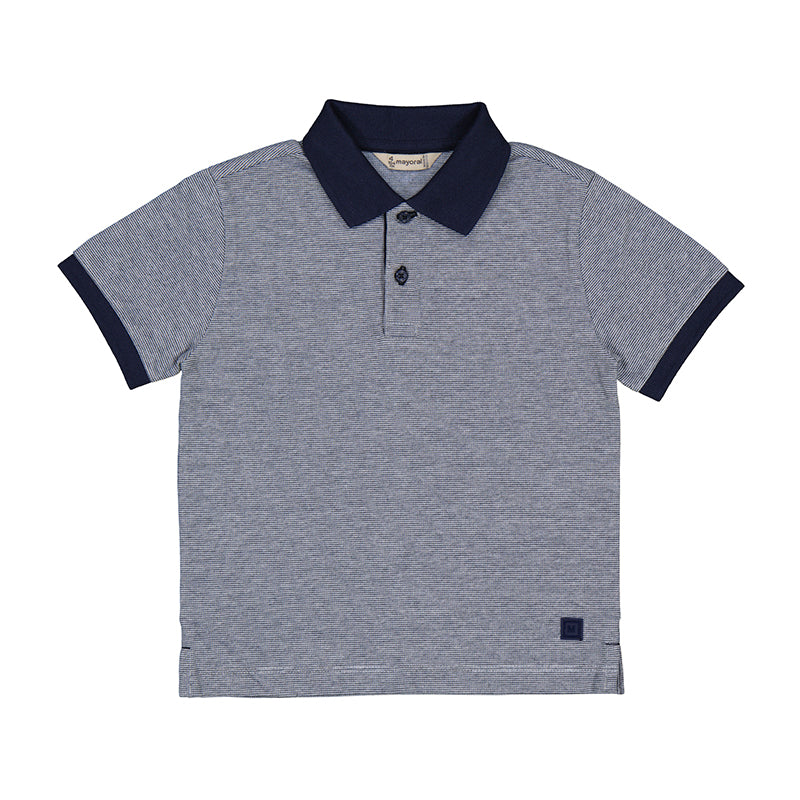 Mayoral Men's Gray & Navy Polo Shirt - Classic Casual Short Sleeve Cotton Top for Business, Golf & Summer Wear
