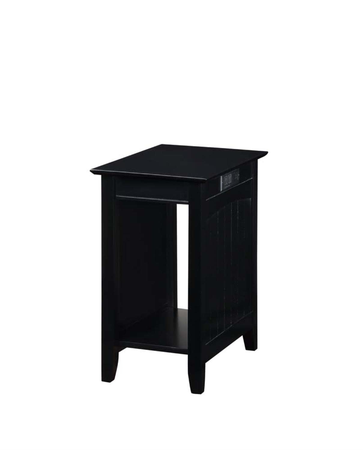 Convenience Concepts Edison End Table with Built-in USB Charging Station - Modern Nightstand for Living Room, Bedroom, or Office - Black