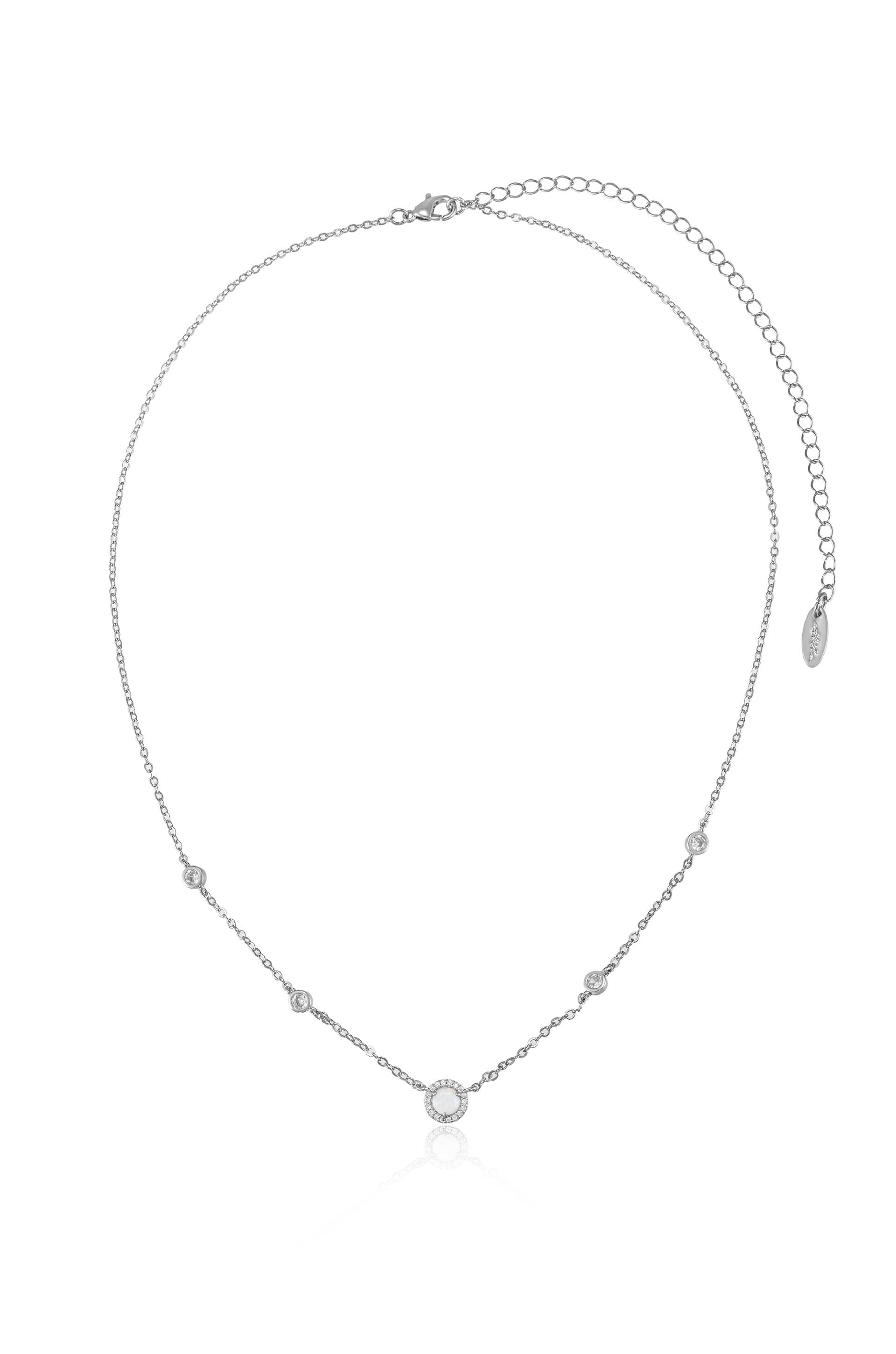 Olivia Opal and Crystal Necklace - Elegant Sterling Silver Jewelry for Women | Perfect for Weddings, Parties & Special Occasions