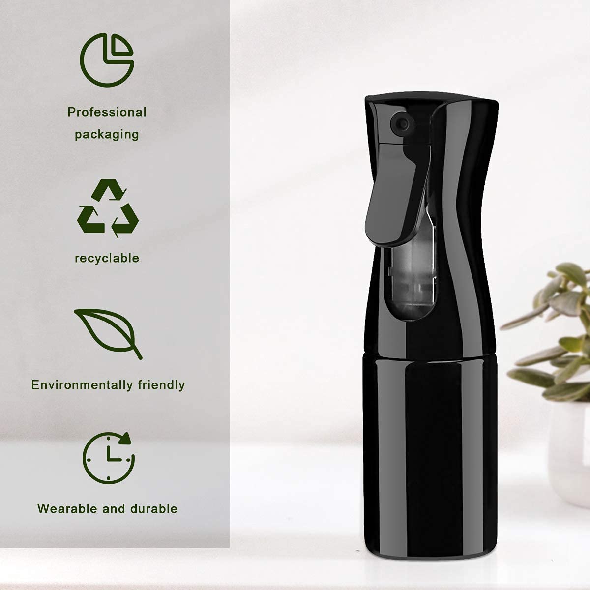 SEMITO 160ml Continuous Fine Mist Spray Bottle - Empty Aerosol Water Mister for Curly Hair Styling, Morning Hair Taming, Plant Watering, Pet Grooming & Household Cleaning | Portable Refillable Hair & Beauty Essential