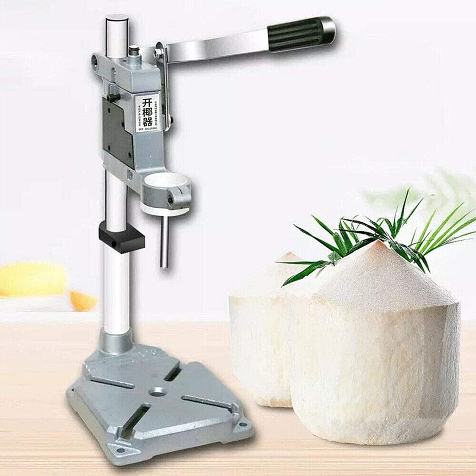 Premium Stainless Steel Commercial Coconut Opener - Heavy Duty Manual Coconut Opening Tool with Stable Casting Base for Restaurants, Bars & Home Kitchen Use