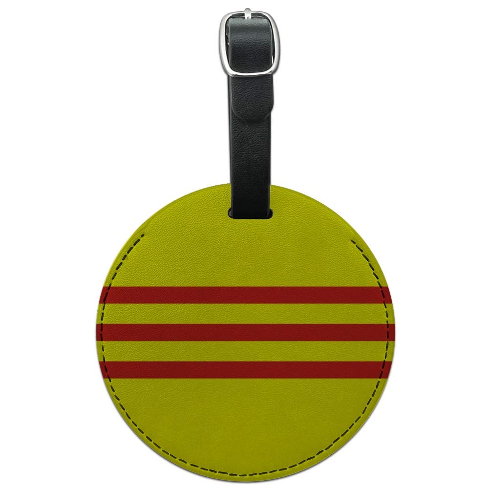 South Vietnam Flag Round Leather Luggage Tag - Durable Suitcase ID Tag for Travel Bags & Carry-Ons | Perfect for Airports, Cruise Ships & Business Trips