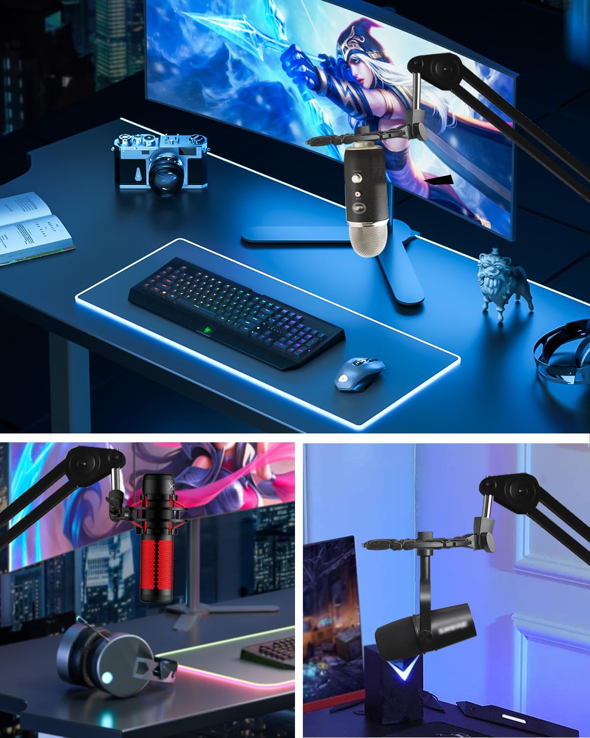 Heavy Duty Adjustable Microphone Boom Arm with Shock Mount - Universal Mic Stand for Podcasting, Live Streaming, Gaming & Studio Recording | Stable Professional Audio Equipment for Home & Broadcast Studios