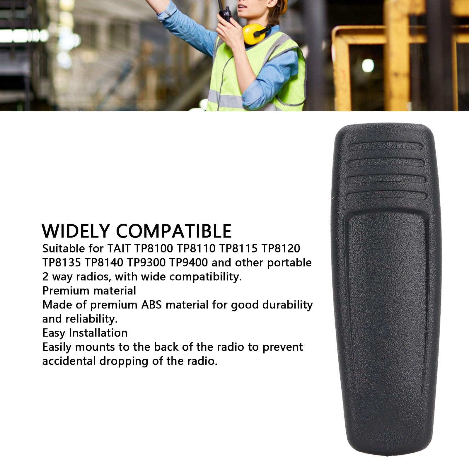 4pcs Black Professional Radio Belt Clip for TAIT TP8100 TP8110 TP8115 TP8120 TP8135 TP8140 TP9300 TP9400 - Portable Two Way Radio Waist Clip Replacement for Walkie Talkie - Perfect for Security, Construction & Outdoor Communication