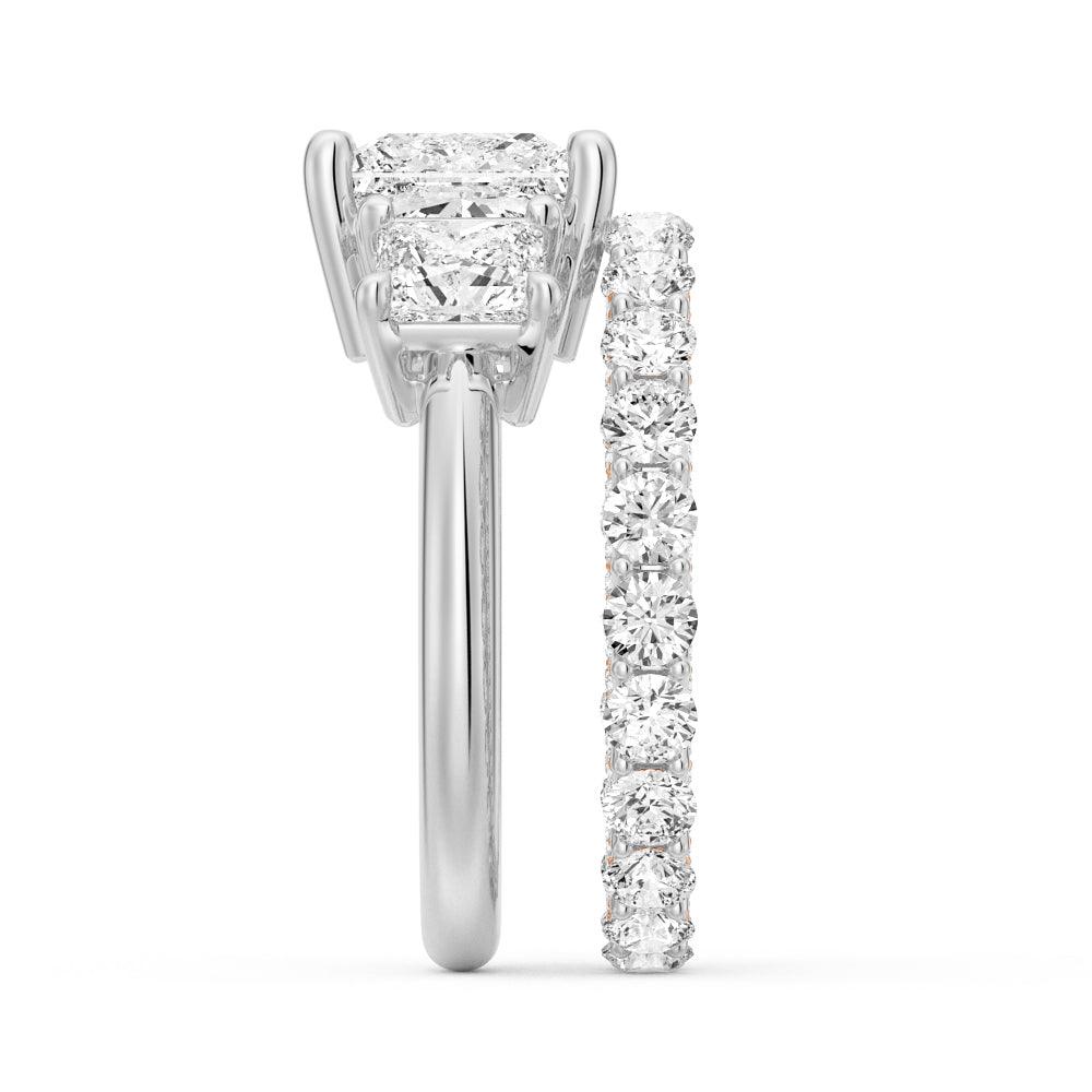 Princess Cut Three Stone Moissanite Engagement Ring - 14K White Gold Wedding Band for Women | Perfect Proposal, Anniversary & Bridal Jewelry Gift