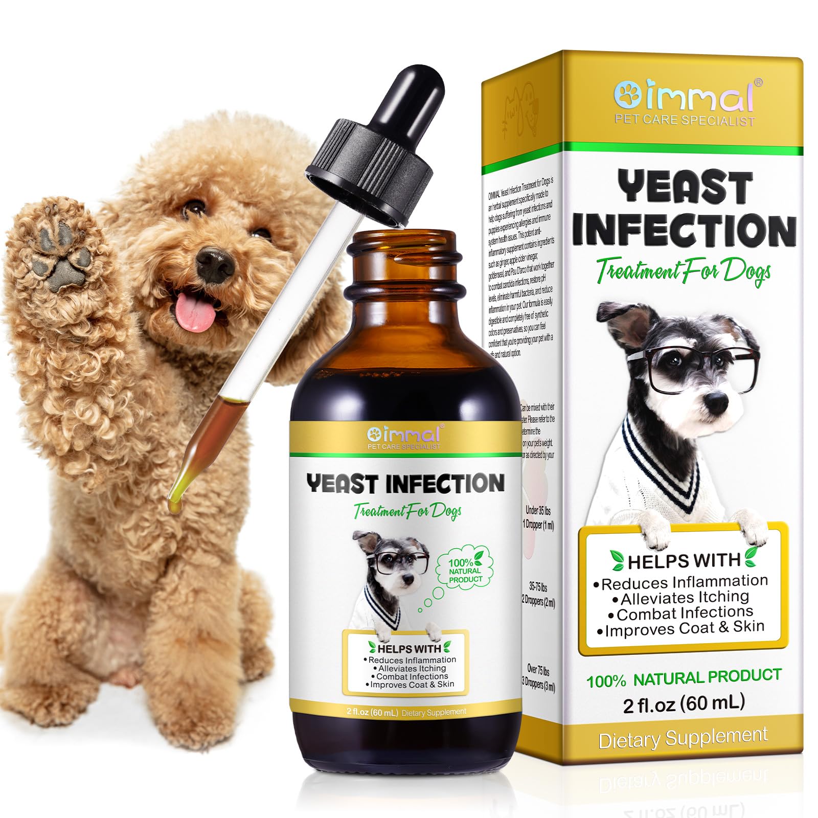 Natural Yeast Infection Treatment for Dogs - 60ml Itchy Skin & Ear Relief | Anti-Fungal & Allergy Solution for Canine Yeast Infections | Perfect for Daily Grooming & Post-Bath Care