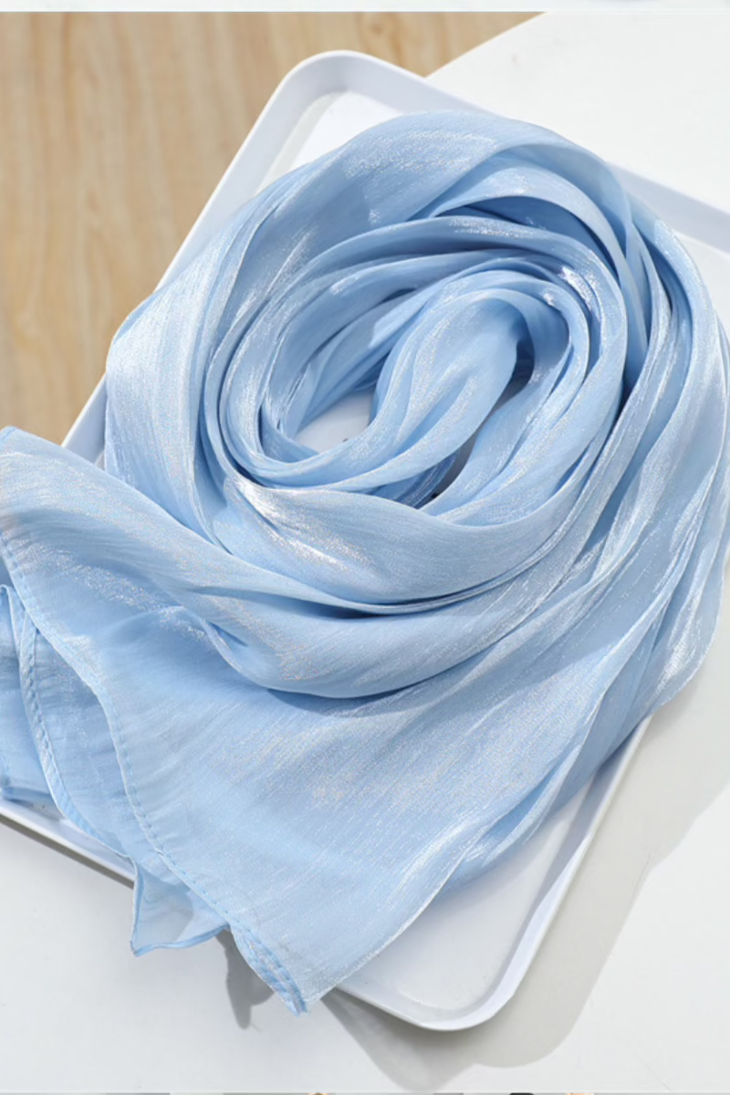 Jimmy Choo Organza Hijab Sky - Elegant Muslim Scarf for Women, Lightweight & Breathable Hijab for Daily Wear, Prayer, and Special Occasions