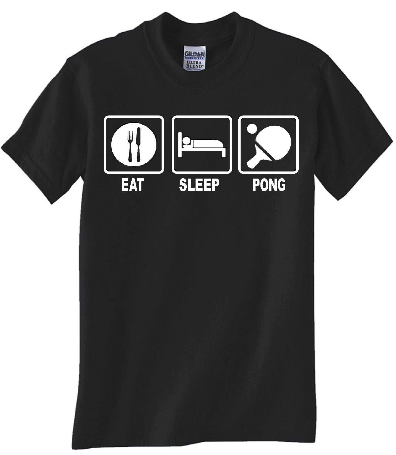 EAT SLEEP PING PONG Black T-Shirt - Fun Sports & Casual Wear