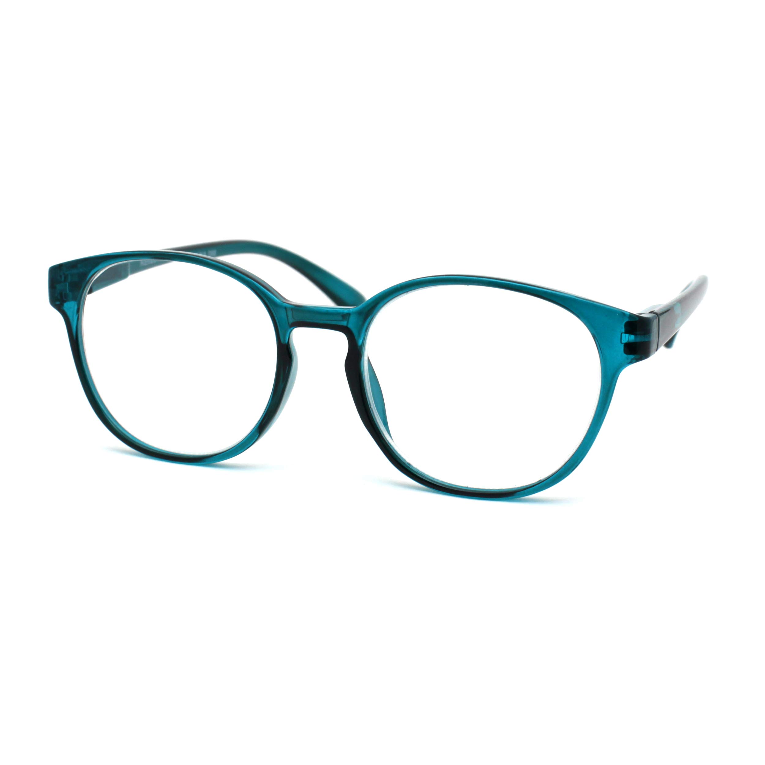 Round Thin Keyhole Horn Rim Plastic Reading Glasses for Men & Women - Lightweight +1.00 to +3.50 Magnification - Perfect for Reading Books, Using Phones & Close Work