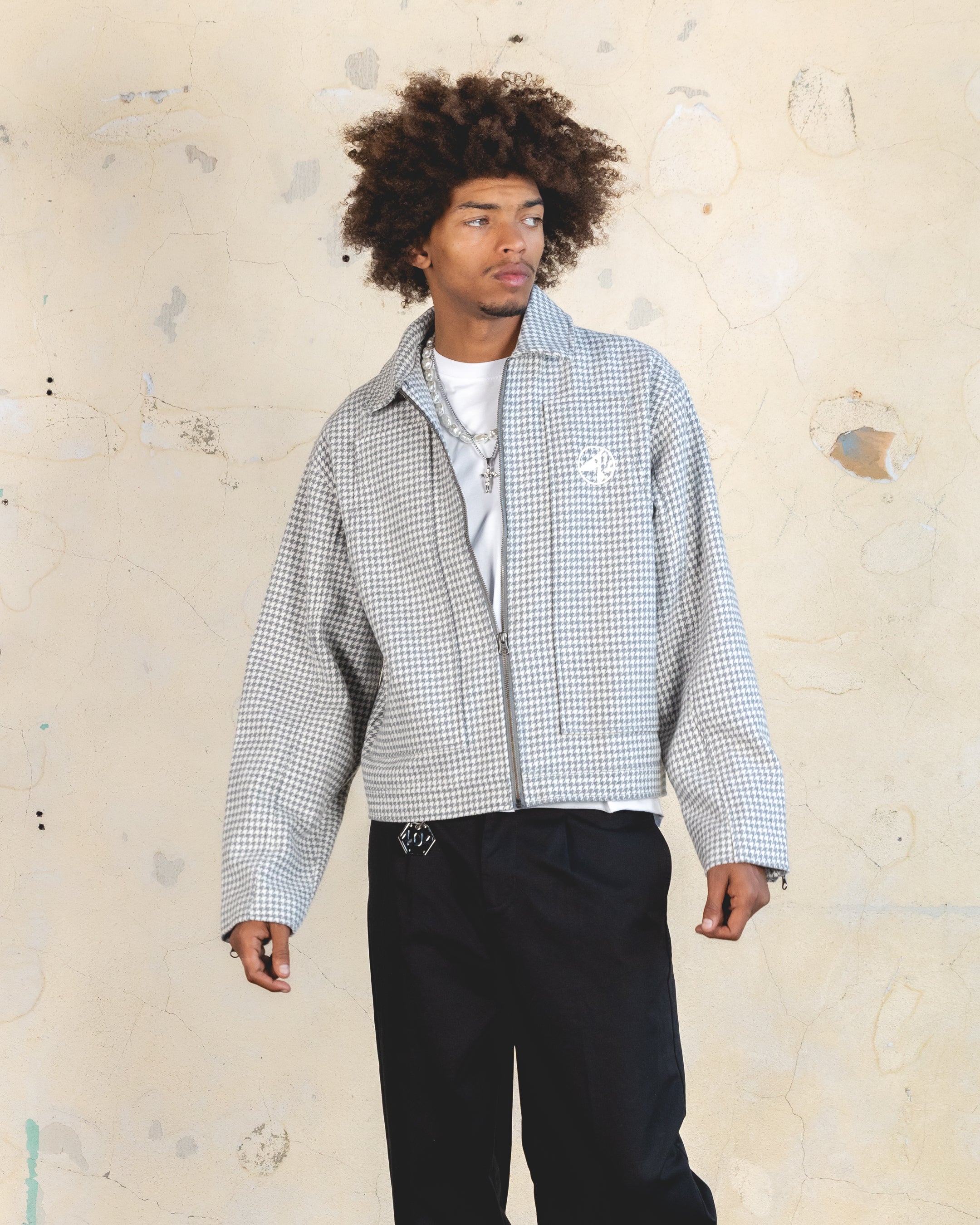 404 Studio Cropped Jacket Grey/White - Women's Fashion Streetwear Outerwear for Spring & Fall | Perfect for Casual Outings, Date Nights & Urban Style