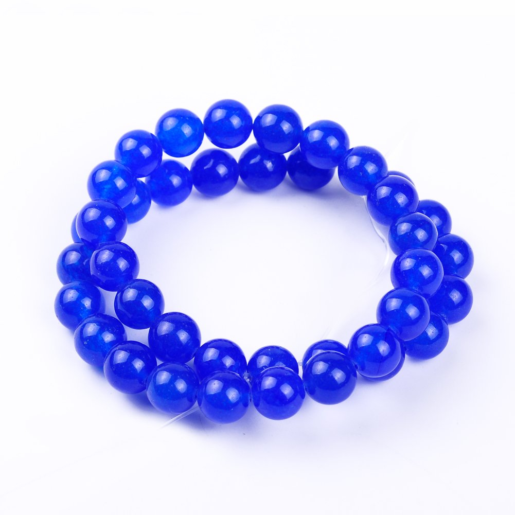 12MM Royal Blue Dyed Jade Natural Stone Beads Bulk for Jewelry Making - DIY Bracelets, Necklaces & Craft Projects