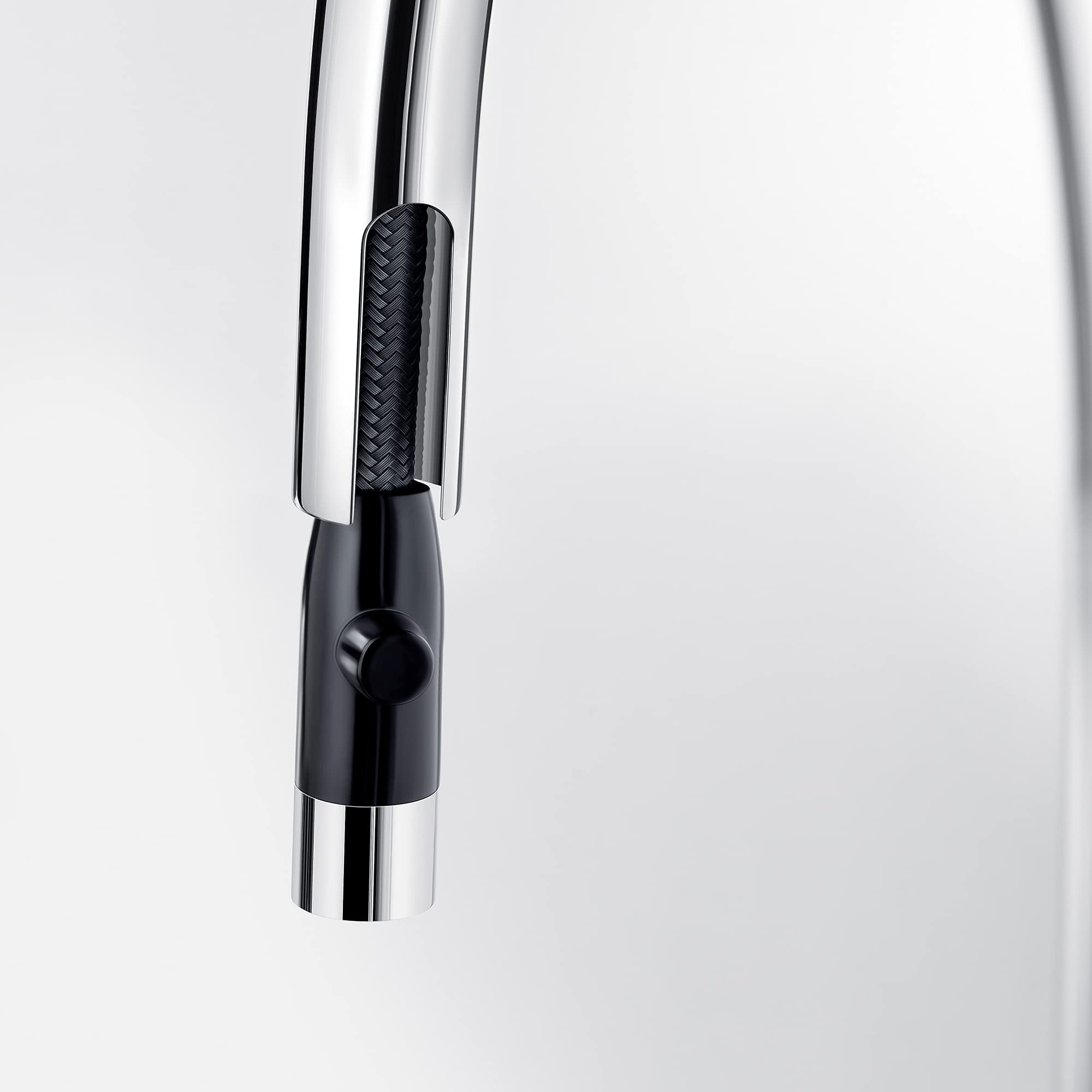 BLANCO 526393 Urbena Single Handle Pull-Down Kitchen Faucet 1.5 GPM Low Flow, Chrome/Biscuit Finish - Ideal for Modern Home Kitchen, Restaurant & Commercial Use