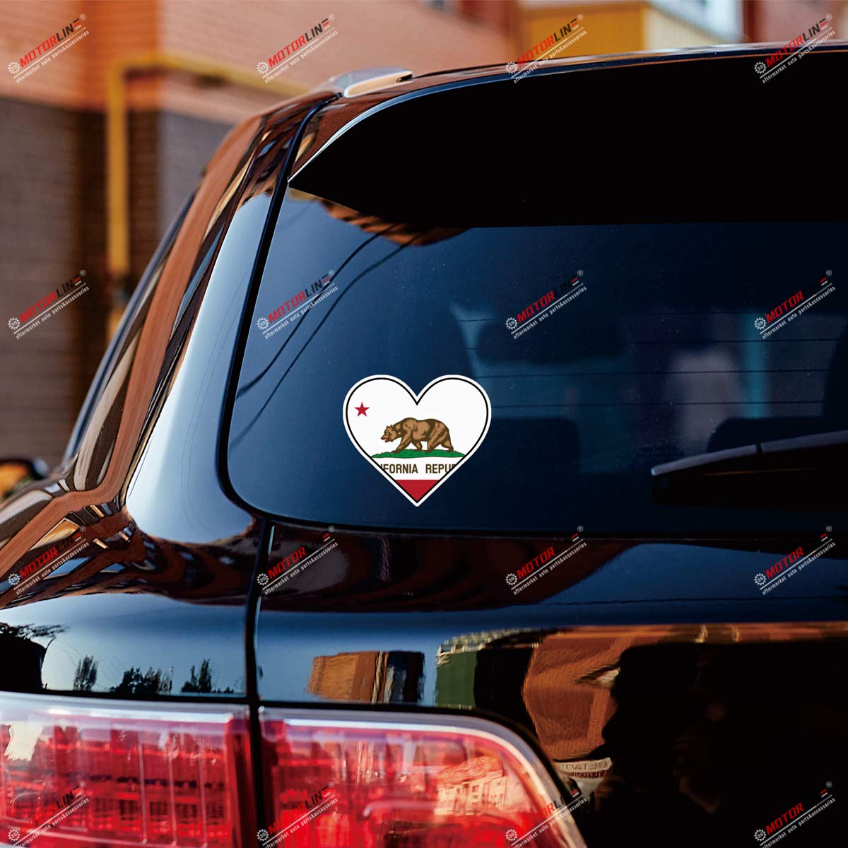 California Heart Shape Flag Decal Vinyl Sticker Set - 3 Pack (2