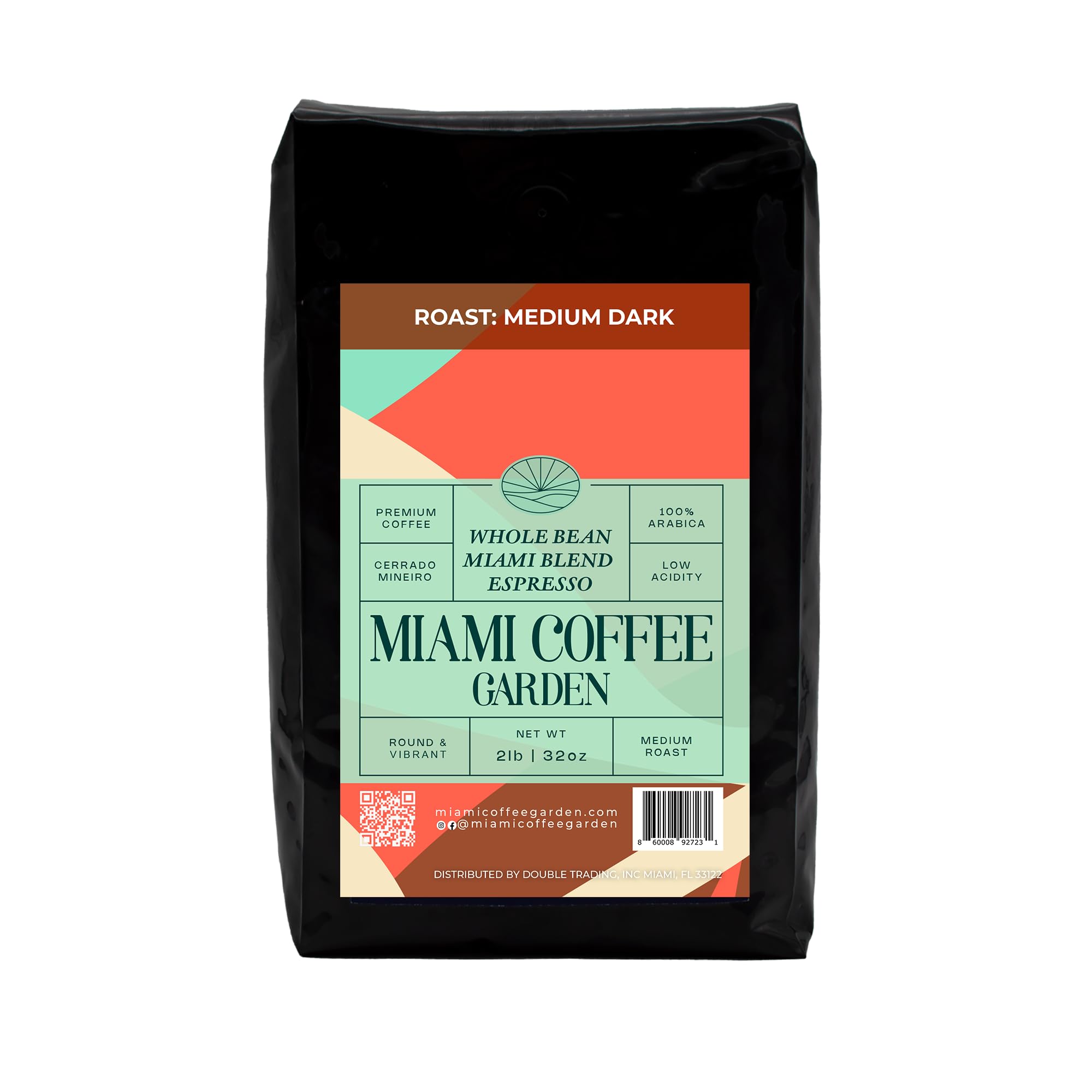 Miami Blend Espresso Beans - Medium Dark Roast, 100% Arabica, 2lb - Perfect for Home Brewing & Cafes