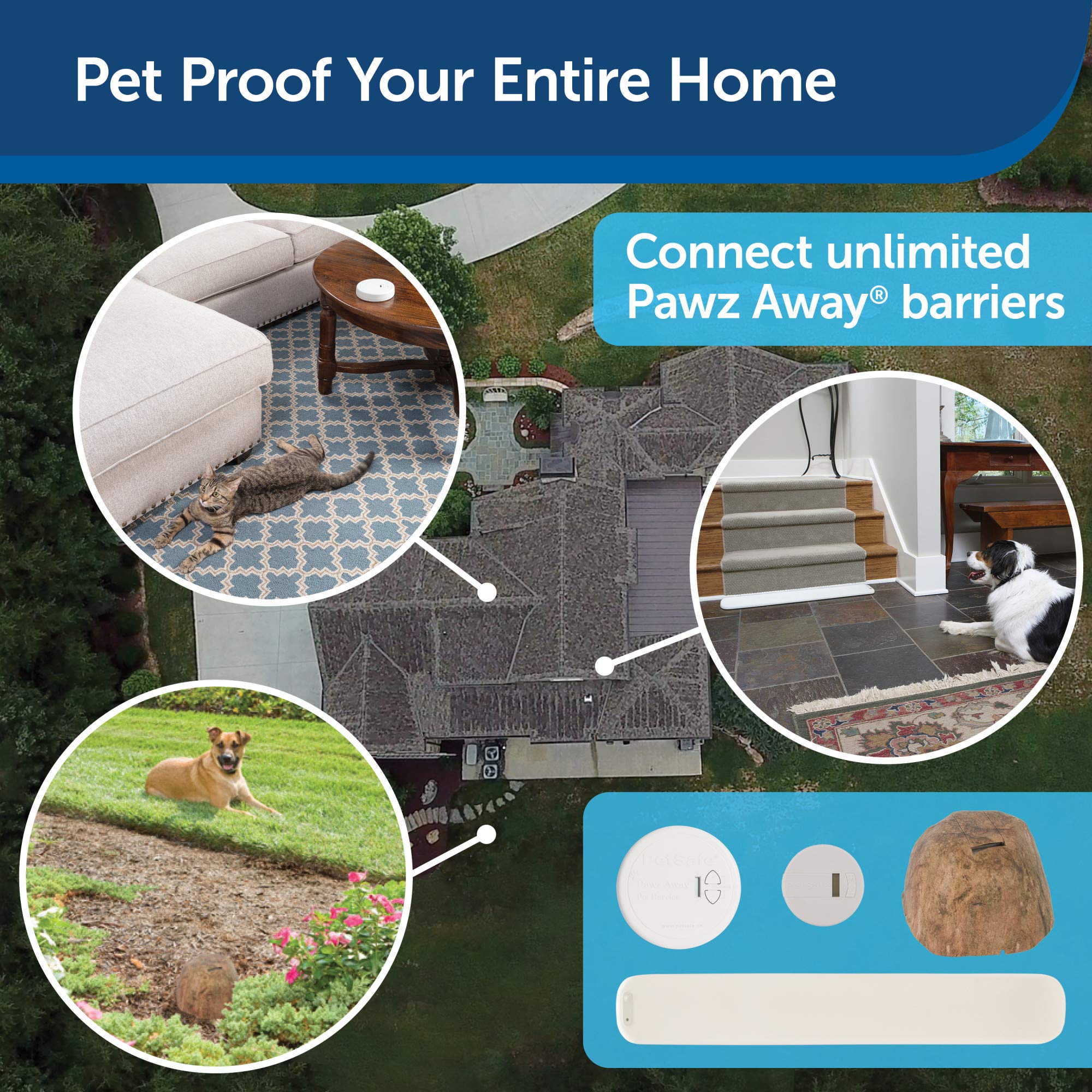 PetSafe Pawz Away Outdoor Wireless Pet Barrier - Electric Training System for Cats & Dogs with Adjustable Receiver Collar | Keep Pets Safe in Yards, Gardens & Driveways