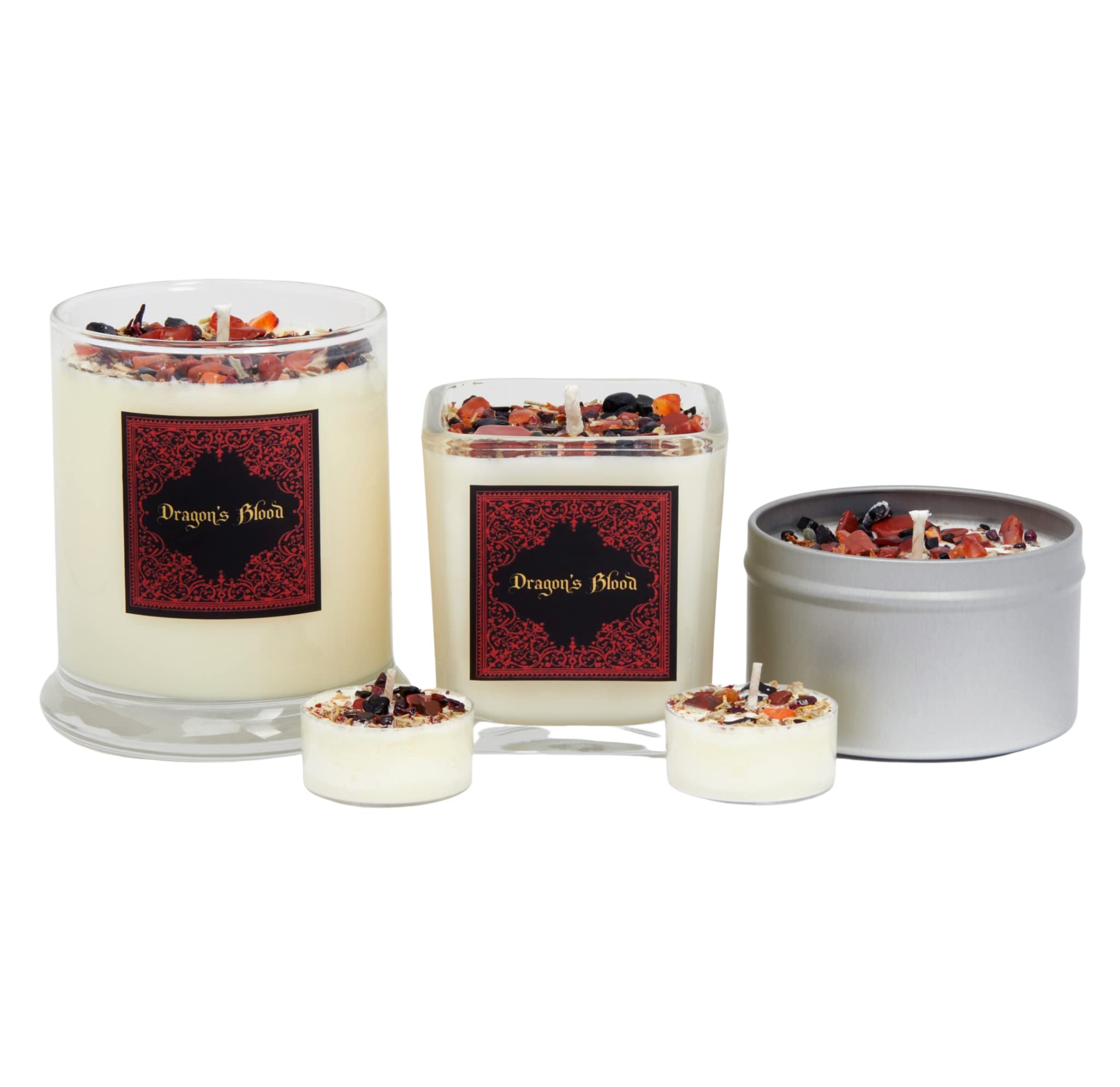 New Moon Beginnings Dragons Blood Candle - Protection & Grounding Aromatherapy Soy Candle with Herbs, Flowers & Crystals - 8oz Tin - Perfect for Meditation, Spiritual Cleansing & Home Decor