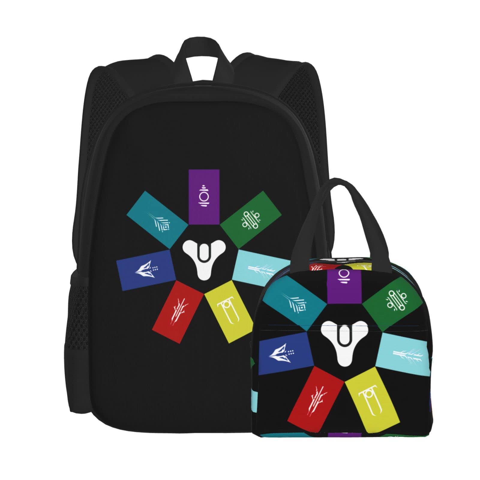 Destiny 2 Fallen Houses Star Pattern 3D Cartoon Backpack - Travel & Lunch Bag Set for Boys & Girls | School, Gaming Conventions, Cosplay & Outdoor Adventures