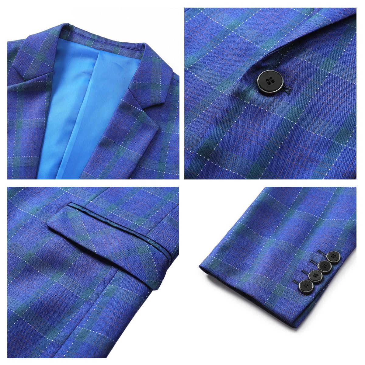 Boyland Men's Lightweight Plaid Blazer Jacket - Single Button Casual Sport Coat for Business, Office & Wedding | Breathable Stretch Fit Suit Jacket for Men's Fashion & Formal Occasions