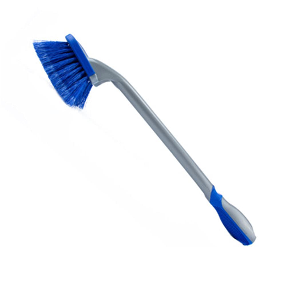 Premium Blue Car Wheel & Tire Brush - Long Handle Cleaning Tool for Car & Motorcycle Rims - Heavy Duty Wheel Washing Accessories - Perfect for Auto Detailing, DIY Car Wash & Garage Cleaning