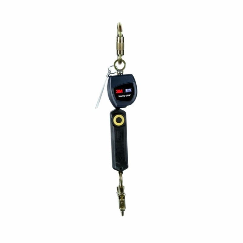 3M 3101245 DBI SALA Nano Lok Self Retracting Lifeline with Anchor Hook - Single Leg Web 6 ft (1.8m) Fall Protection for Construction, Roofing & Industrial Safety