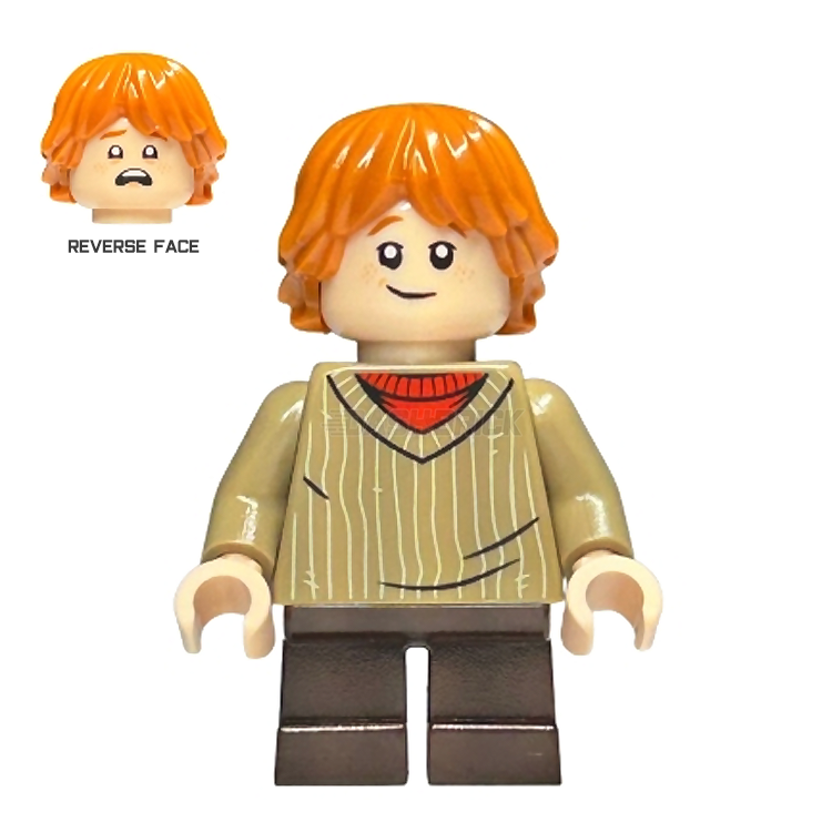 LEGO Harry Potter Ron Weasley Minifigure with Dark Tan Sweater - Collectible Toy for Fans, Gift for Kids & Adults - Perfect for Display, Play & Harry Potter Themed Parties