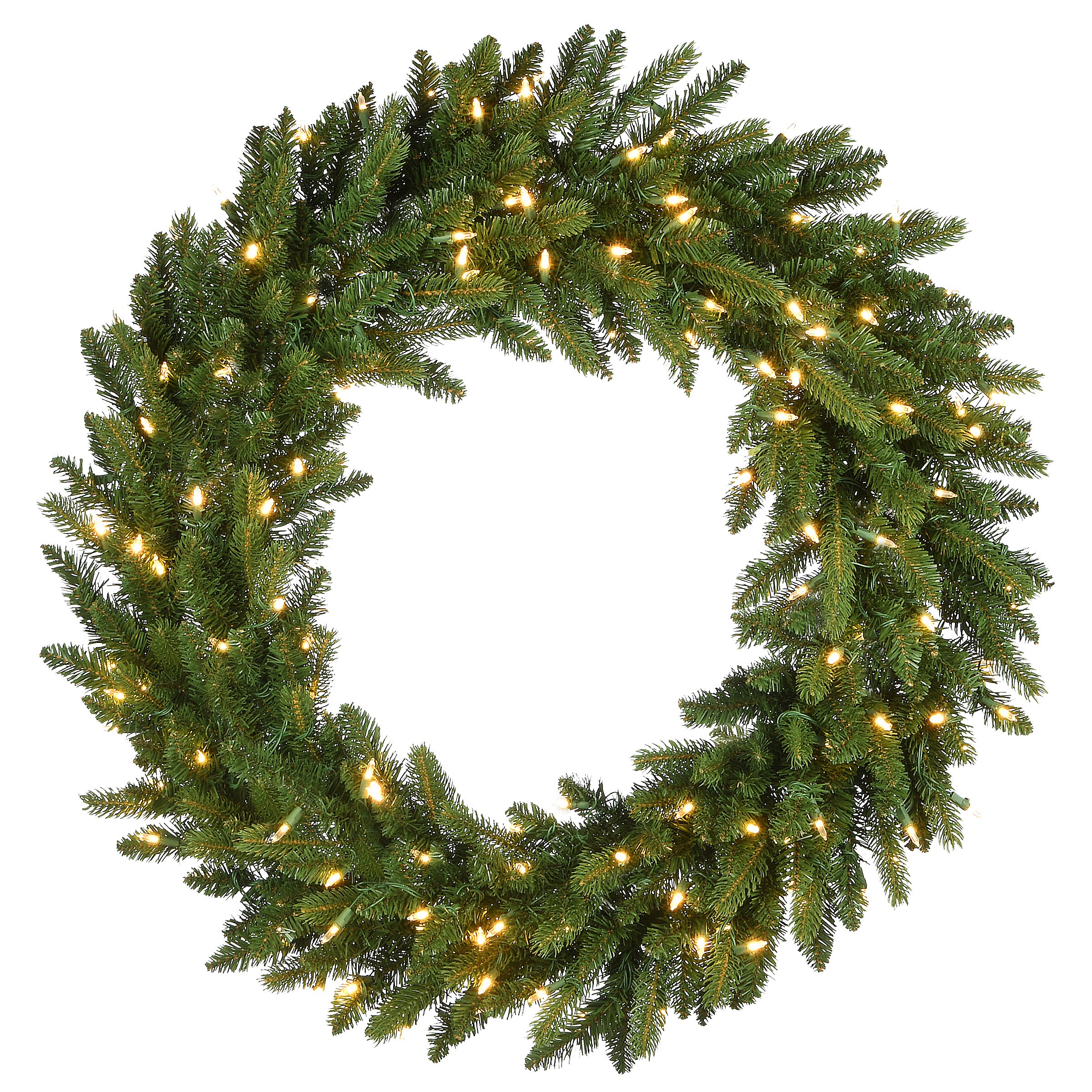 36 Inch Pre-Lit Grande Fir Christmas Wreath with 100 Warm White LED Lights - Perfect for Holiday Door Decor, Fireplace Mantel & Indoor/Outdoor Christmas Decorations