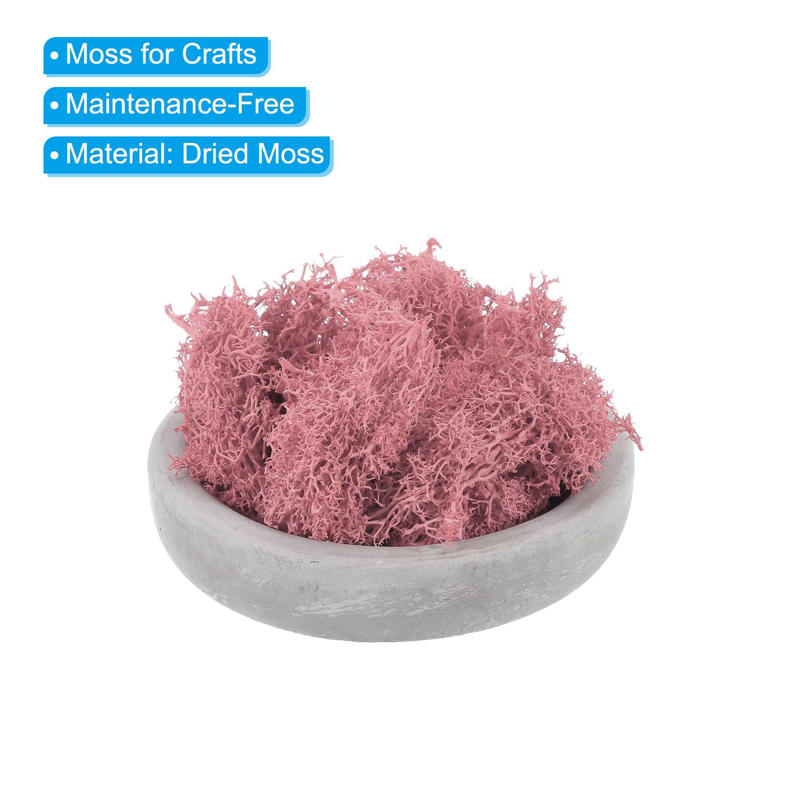 PATIKIL 1.8 OZ Artificial Moss - Preserved Reindeer Moss for Home Decor, Potted Plants & Christmas Crafts - Coral Pink Faux Moss Lichen for Centerpieces, Terrariums & DIY Projects