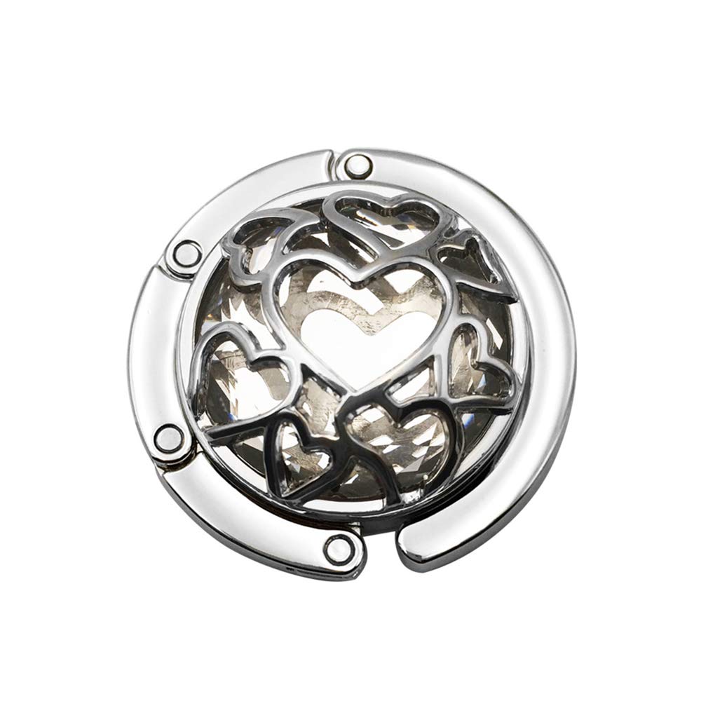 Elegant Foldable Purse Hook & Hanger - Hollow Heart Design for Handbags, Purses & Table Storage - Perfect for Restaurants, Travel & Home Organization