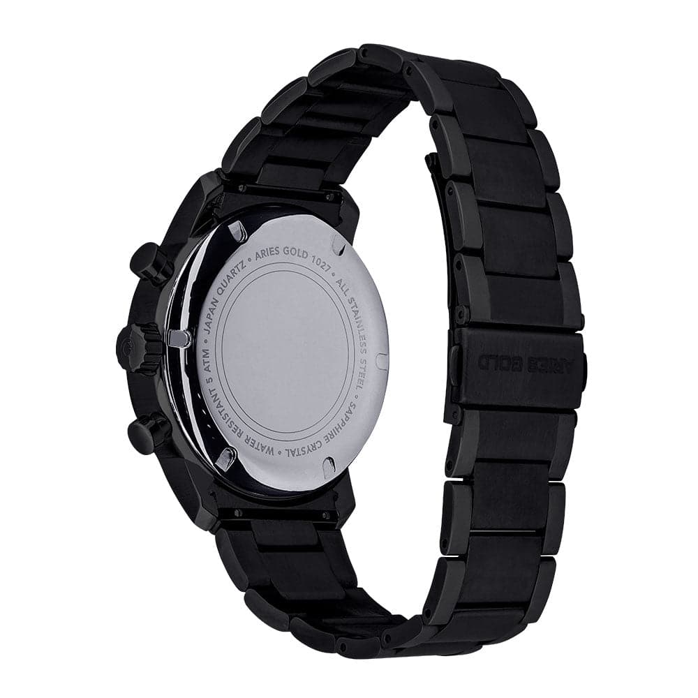 ARIES GOLD URBAN ETERNAL Black Stainless Steel Men's Watch G 1027 BK - Stylish Dress Watch for Business, Formal Occasions & Everyday Wear