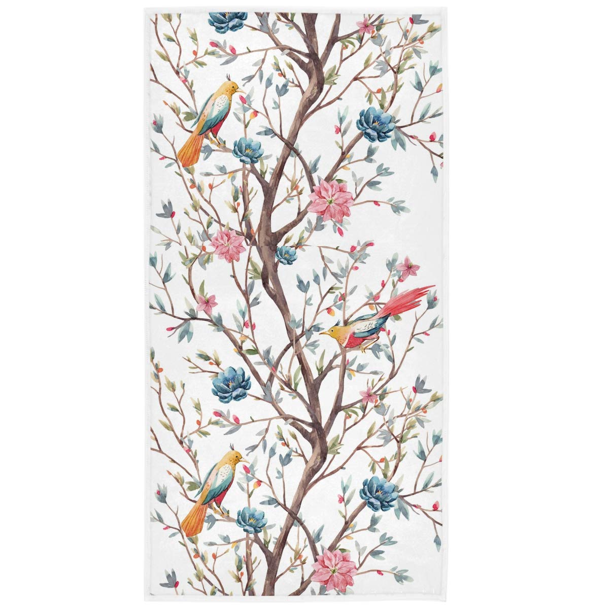 Spring Floral Hand Towels 16x30 Inch - Ultra Soft & Highly Absorbent Bathroom & Kitchen Towels with Bird & Flower Design - Perfect for Guest Bathrooms, Dish Drying & Home Decor