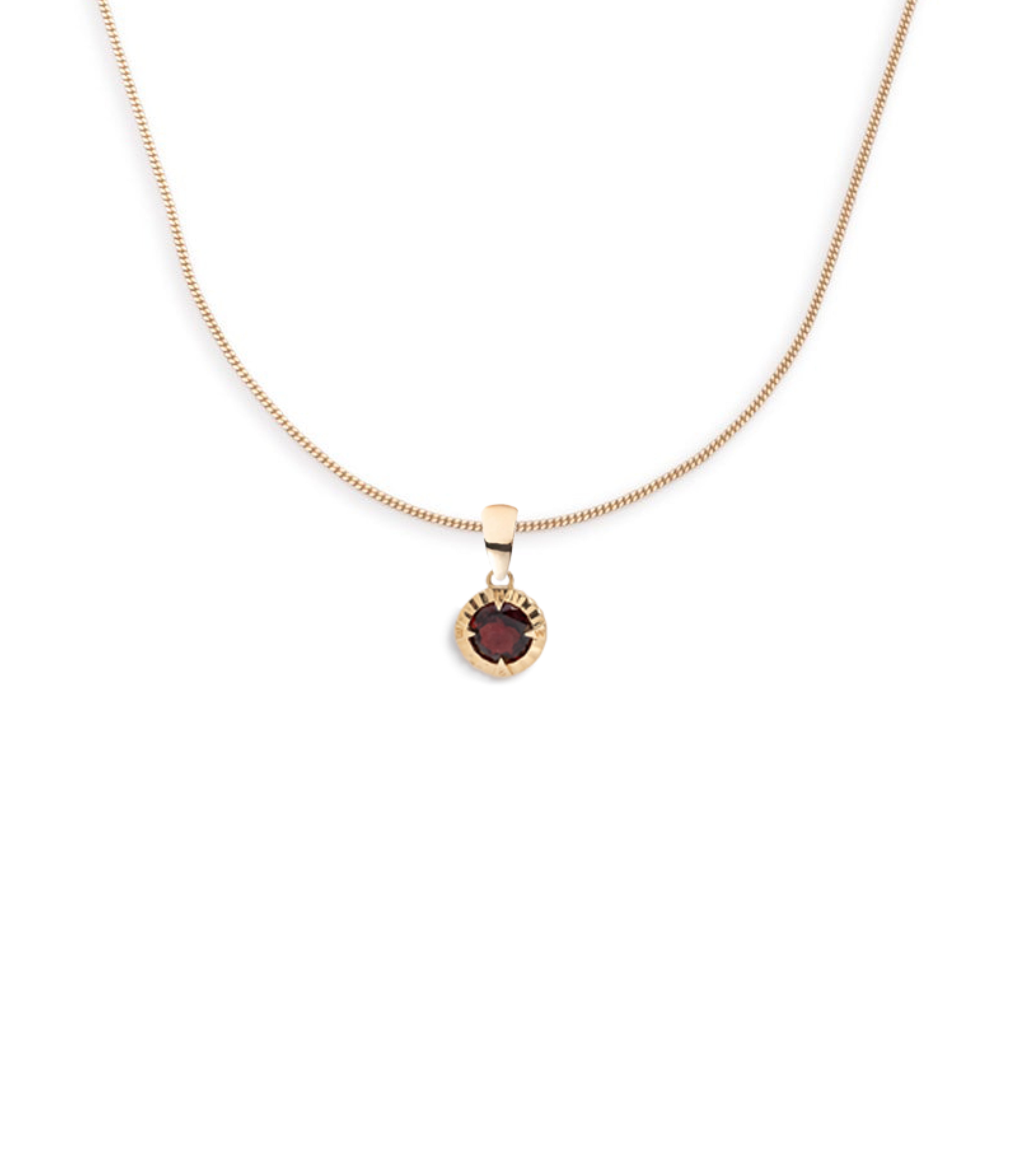 Garnet Fine Diamond Cut Curb Chain Necklace for Women - Elegant Layering Jewelry for Everyday Wear, Date Night & Special Occasions