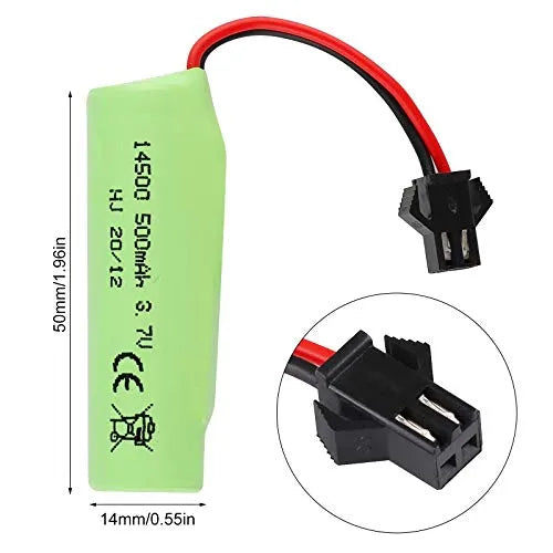 2 Pack 500mAh 3.7V Li-ion Rechargeable RC Car Batteries for Stunt Cars, RC Trucks & Small Boats - Perfect for Remote Control Toys and Hobby Vehicles (Great for Indoor/Outdoor Play & Racing)
