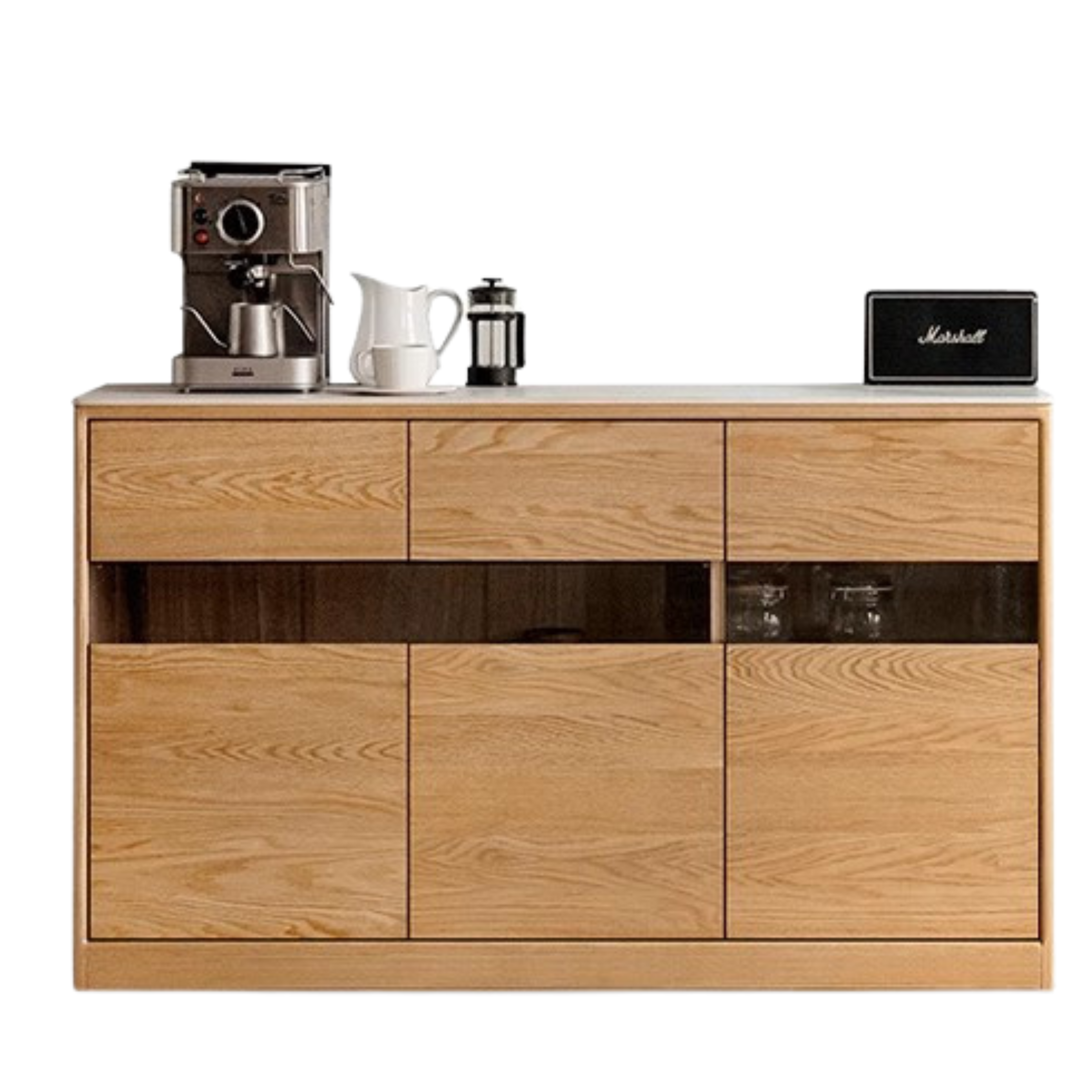 59.1x17.7x33.5 inch / 150x45x85сm / Natural wood color / rock board sideboard