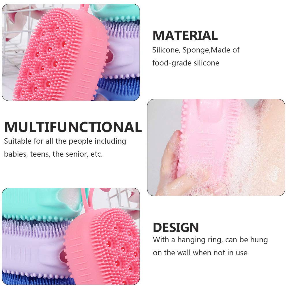 3pcs Silicone Bath Brushes - Double Sided Exfoliating & Massaging Shower Brush Set for Deep Cleansing & Relaxation - Perfect for Spa, Bath Time & Body Care Routine