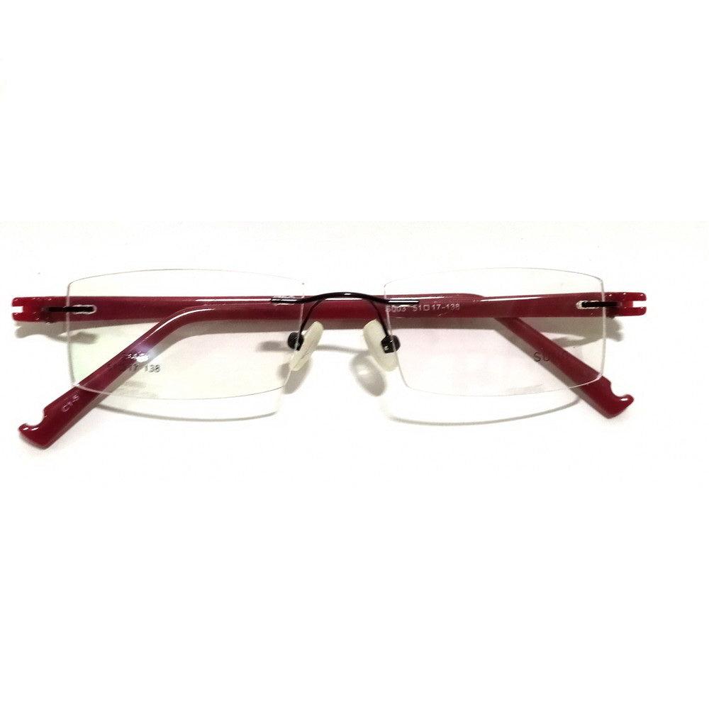 Blue Light Blocking Glasses for Computer Use - Red Rimless Anti Eye Strain Glasses S003RD - Perfect for Gaming, Office Work & Screen Time Protection